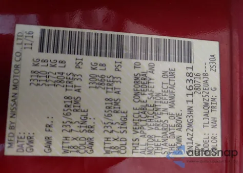 2017 Nissan Murano Sv from USA, damaged, VIN 5N1AZ2MG3HN116381